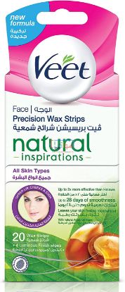 Picture of Veet Hair Removal Natural Cold Wax Strips Argan Oil Face 20 Count