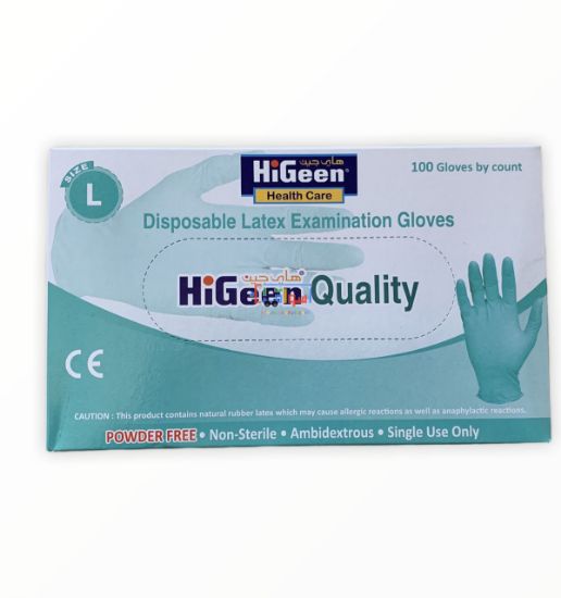Picture of HiGeen Disposable Latex Examination Gloves Large