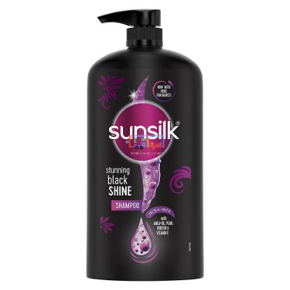 Picture of Sunsilk Stunning Black Shine Shampoo, With Amla+Oil, Pearl Protein & Vitamin E For Long Lasting Shine, 1 Ltr