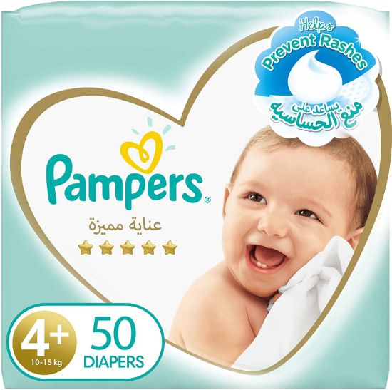Picture of Pampers Premium Care Diapers, Size +4, 10-15 Kg , 50 Count