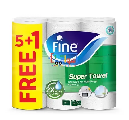 Picture of Fine, Paper Towel - Super Towel, Sterilized, (5+1 Free), Pack of 6 Rolls